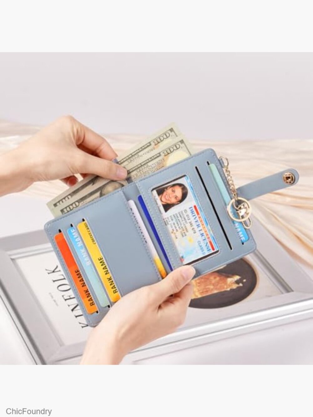 Slim RFID Blocking Bifold Wallet with Change Pocket ID Window - Picture 2 of 7